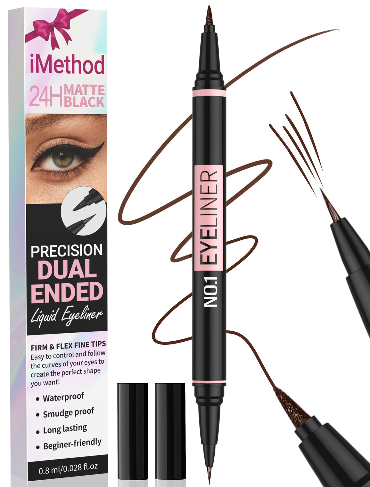 iMethod front packaging showing dual-ended eyeliner and matte finish benefits