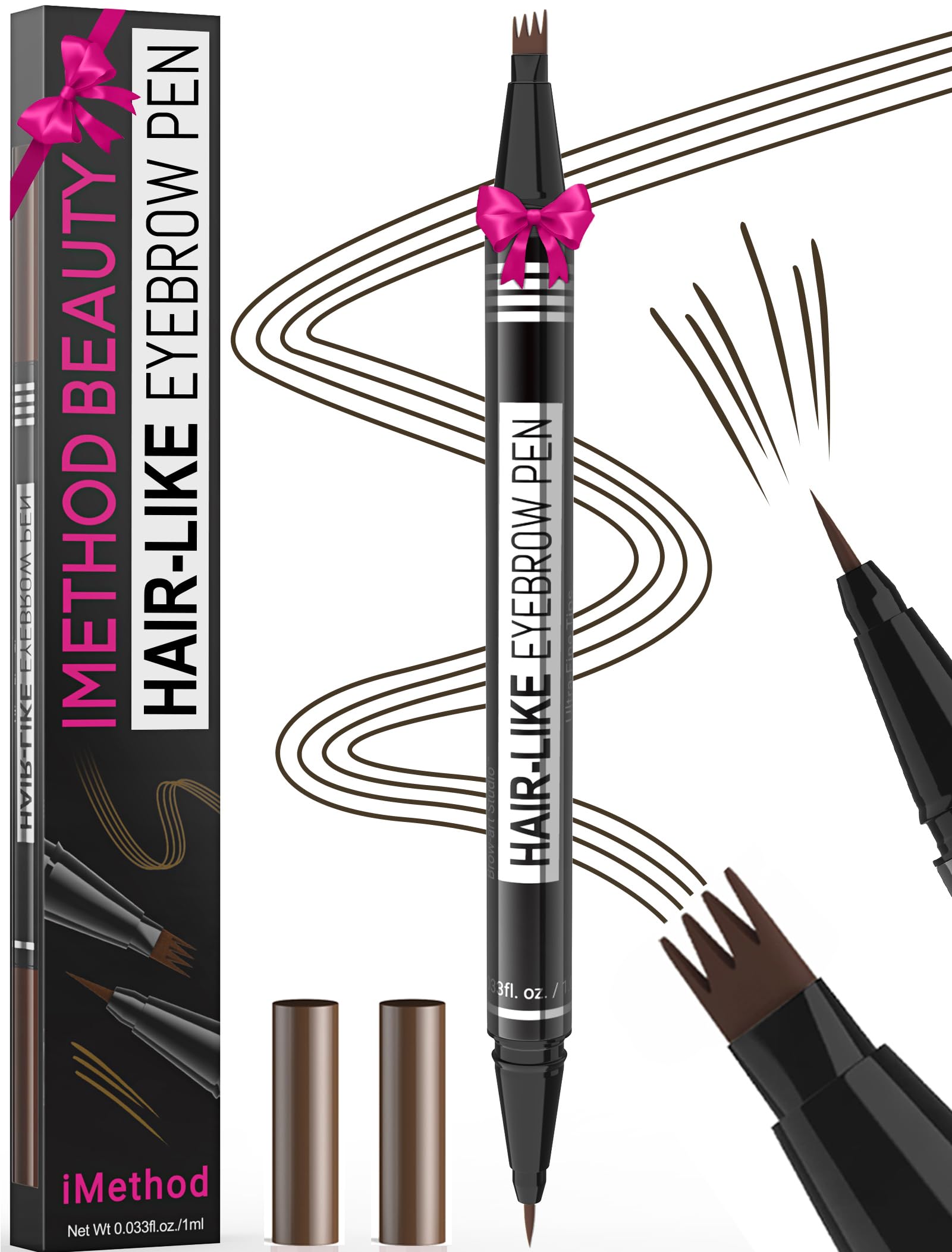 iMethod microblading pen front view showing compact design and quick application benefit