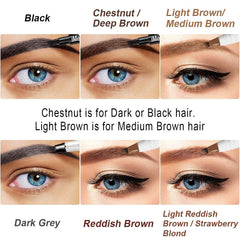 iMethod size comparison in hand illustrating compact travel-friendly eyebrow tool