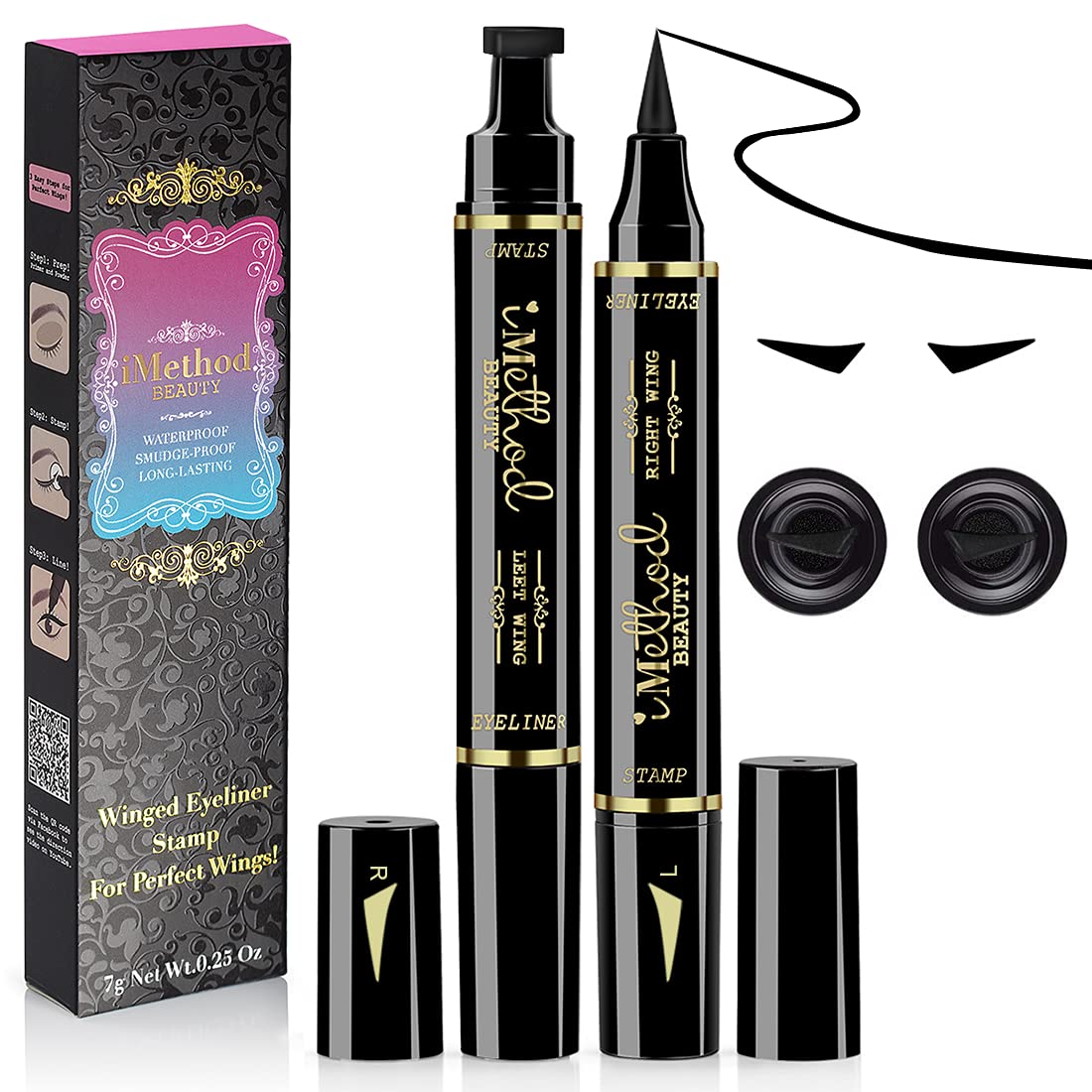 iMethod front packaging showing two winged eyeliner pens and benefits