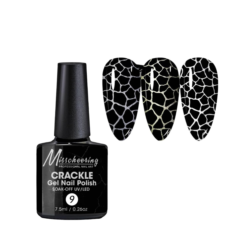 IMGDD bottle front view showing black crackle polish and label, ideal for home salon use