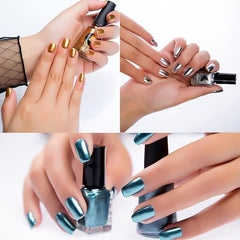 IMGDD manicure at a party highlighting reflective cherry-red nails and bold shimmer
