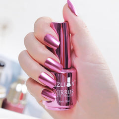 IMGDD bottle front view showing rose-pink chrome polish and clear brand label benefit fast application