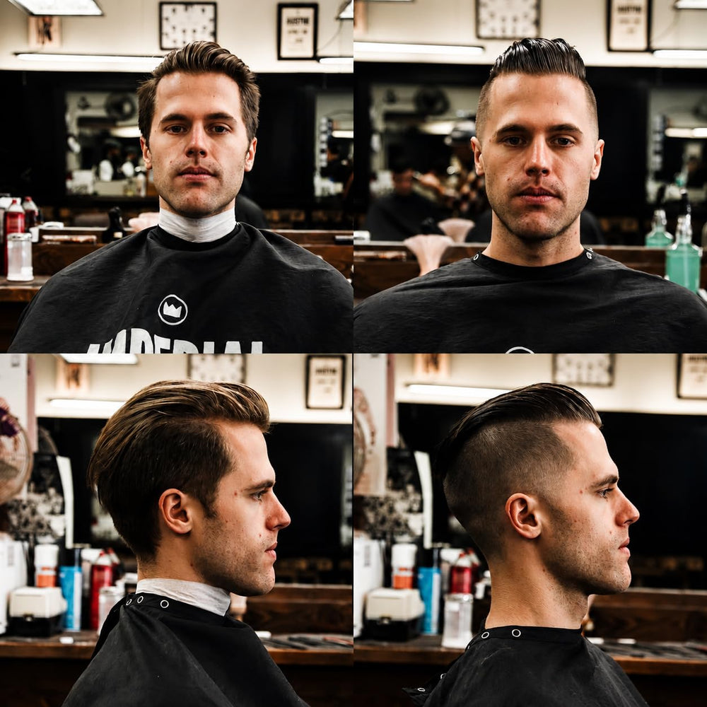Imperial Barber pomade on hand styling hair demonstrating strong hold benefit