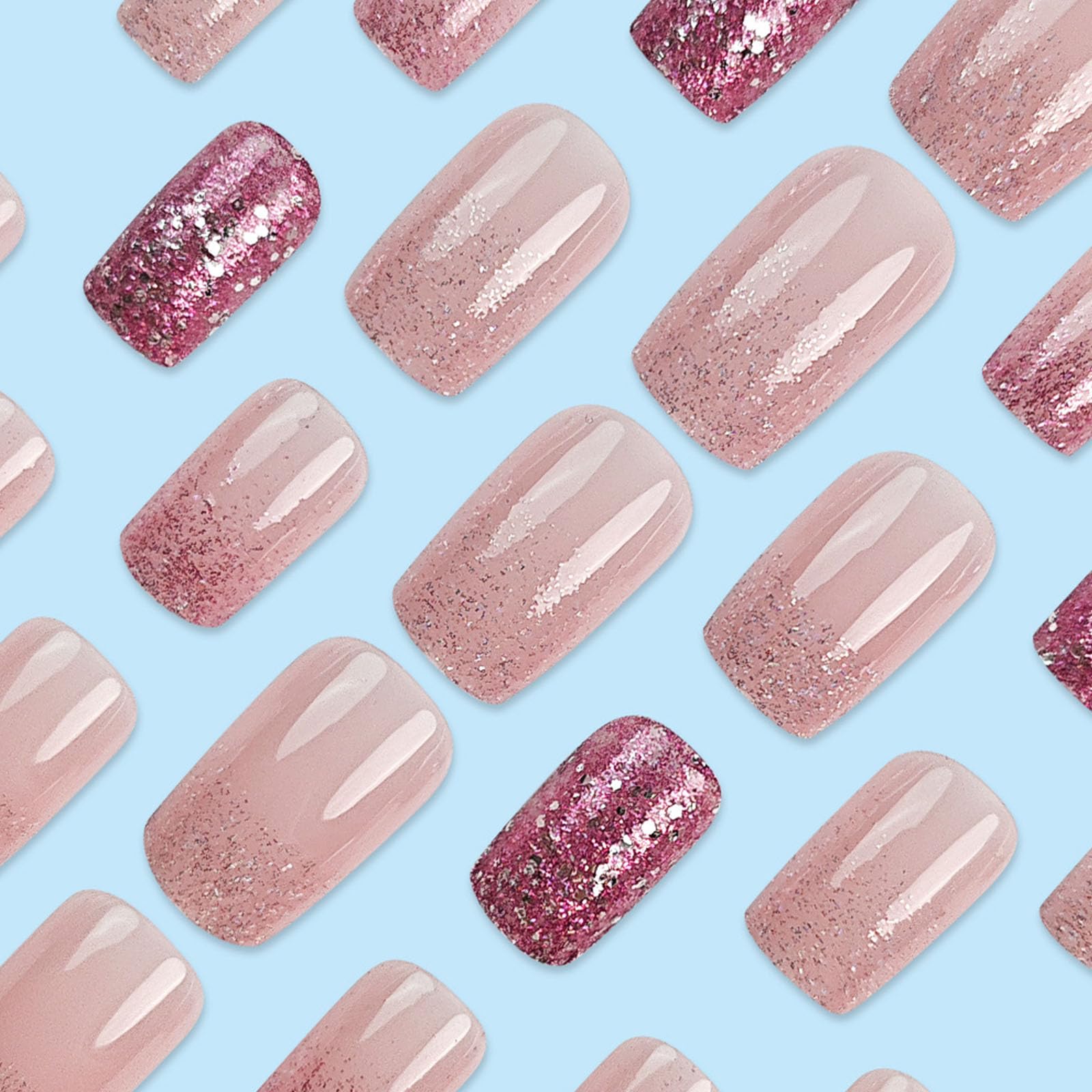 IMPOBLNS press-on nails worn during a party, elevates outfit with sparkly nails