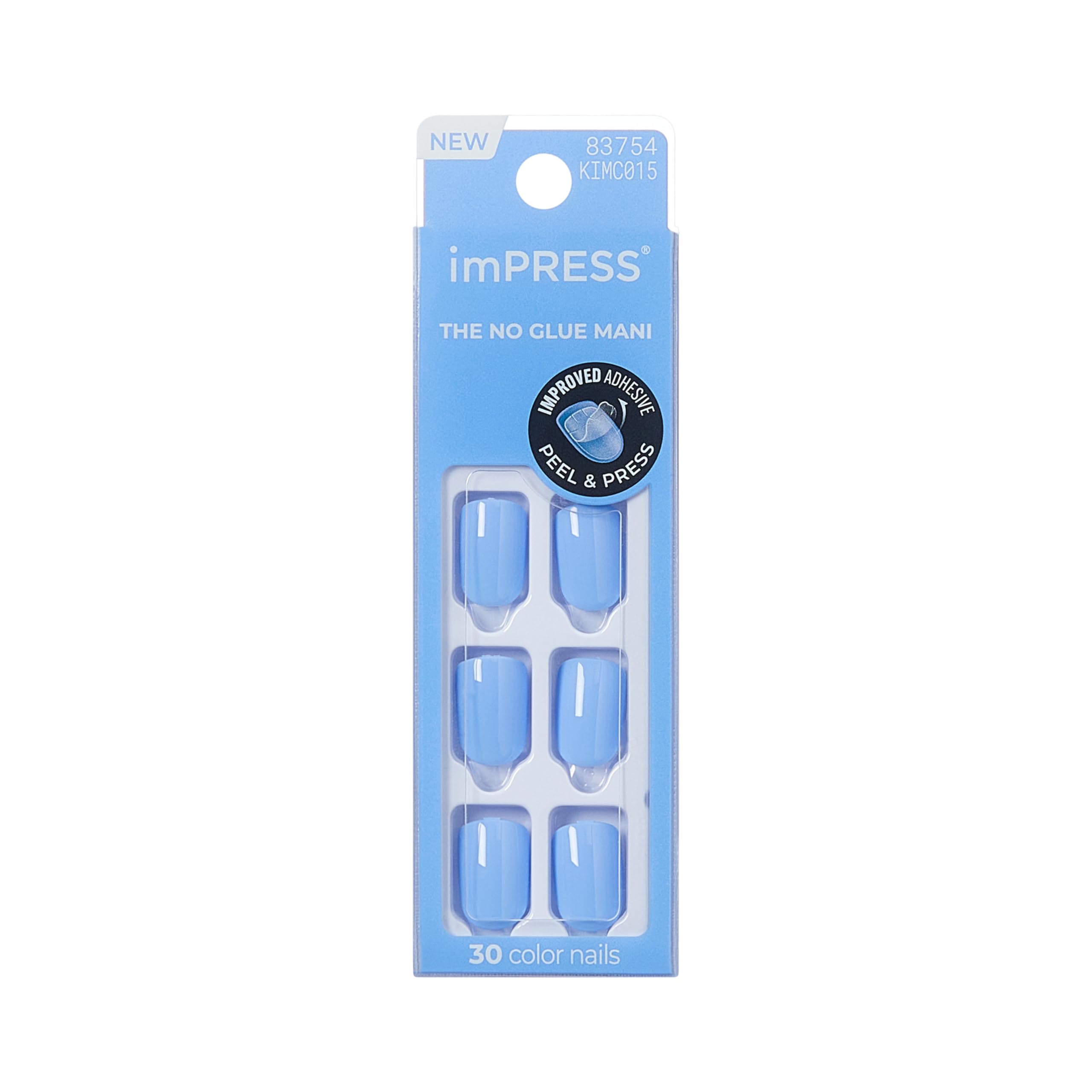 imPRESS front packaging showing 'Baby Why So Blue' ready-to-wear nails benefit quick mani