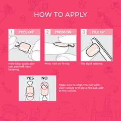 imPRESS back label showing adhesive tabs and instructions for safe, glue-free use