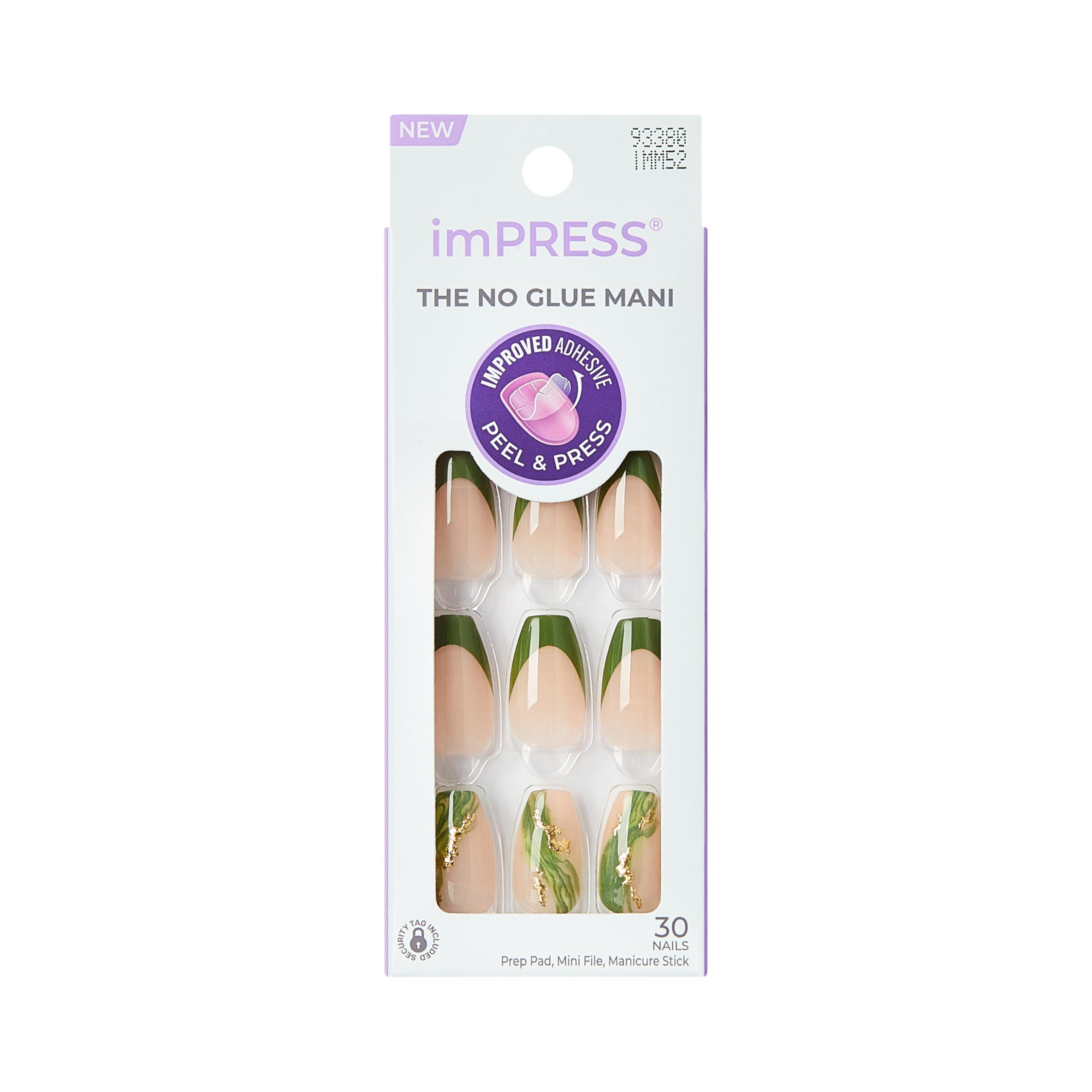 imPRESS front packaging showing green ballerina nails and kit contents for easy application