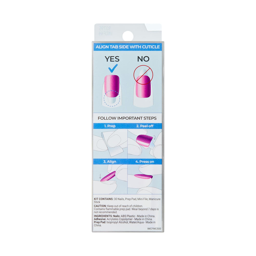 imPRESS open nail tray showing 30 press-on nails arranged for selection