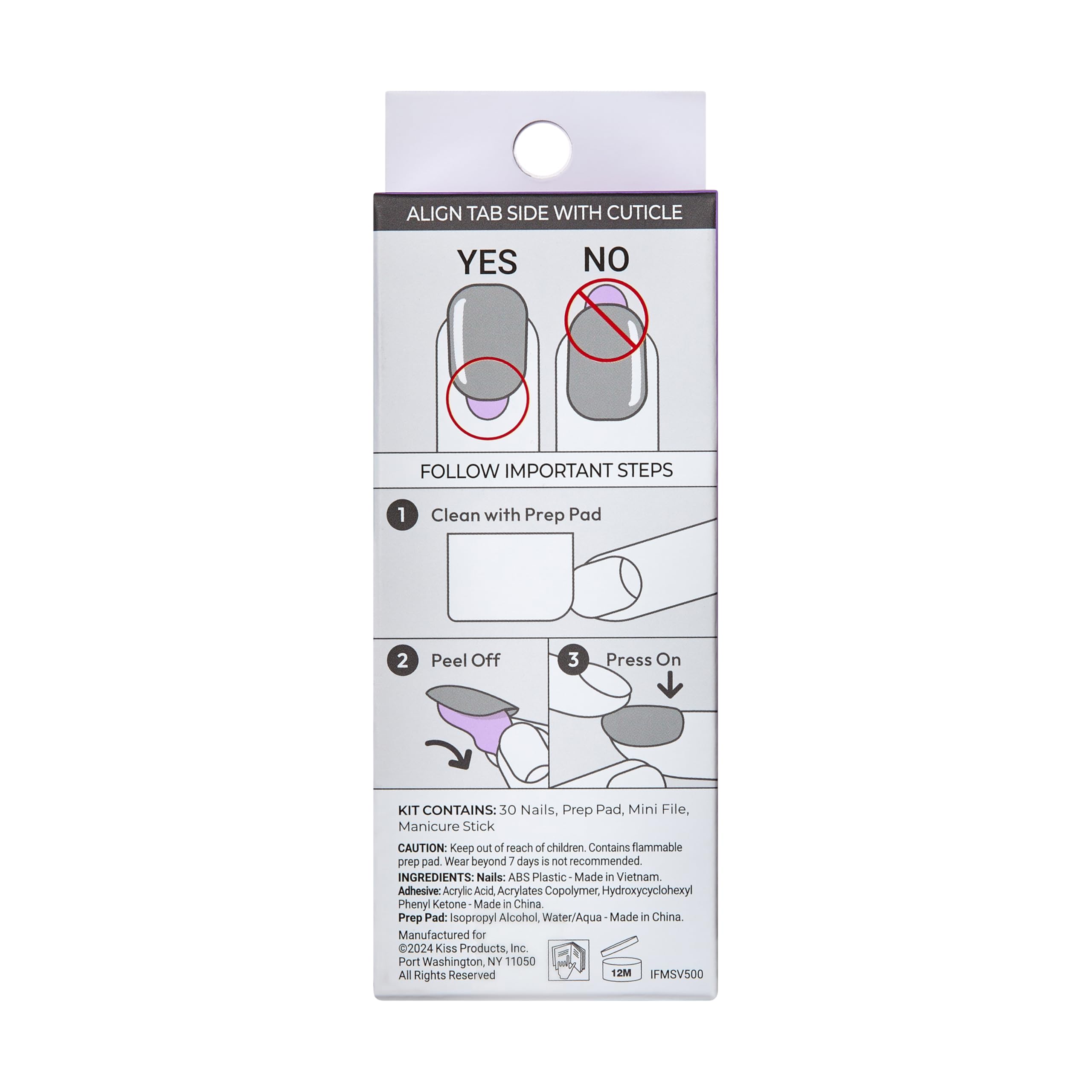 imPRESS box back label showing ingredient and product information