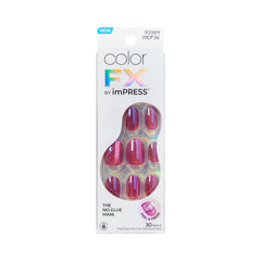imPRESS front packaging showing kit contents and pearlescent pink finish benefit: easy at-home mani