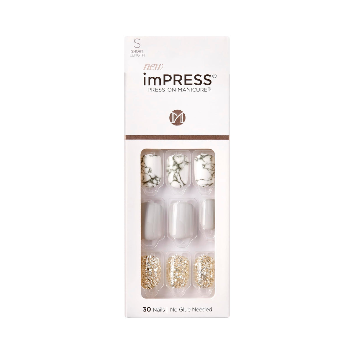 imPRESS front packaging showing kit contents and trendy gray finish for quick manicures