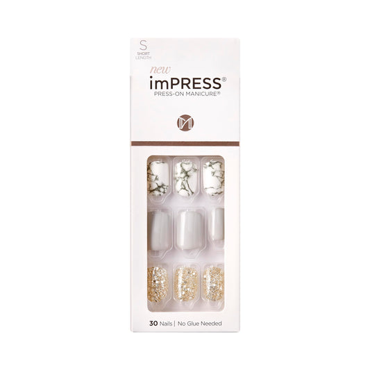 imPRESS front packaging showing kit contents and trendy gray finish for quick manicures