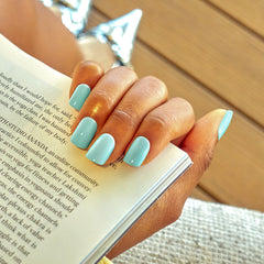 imPRESS close-up of glossy green nail surface showing gel-like shine and smooth finish