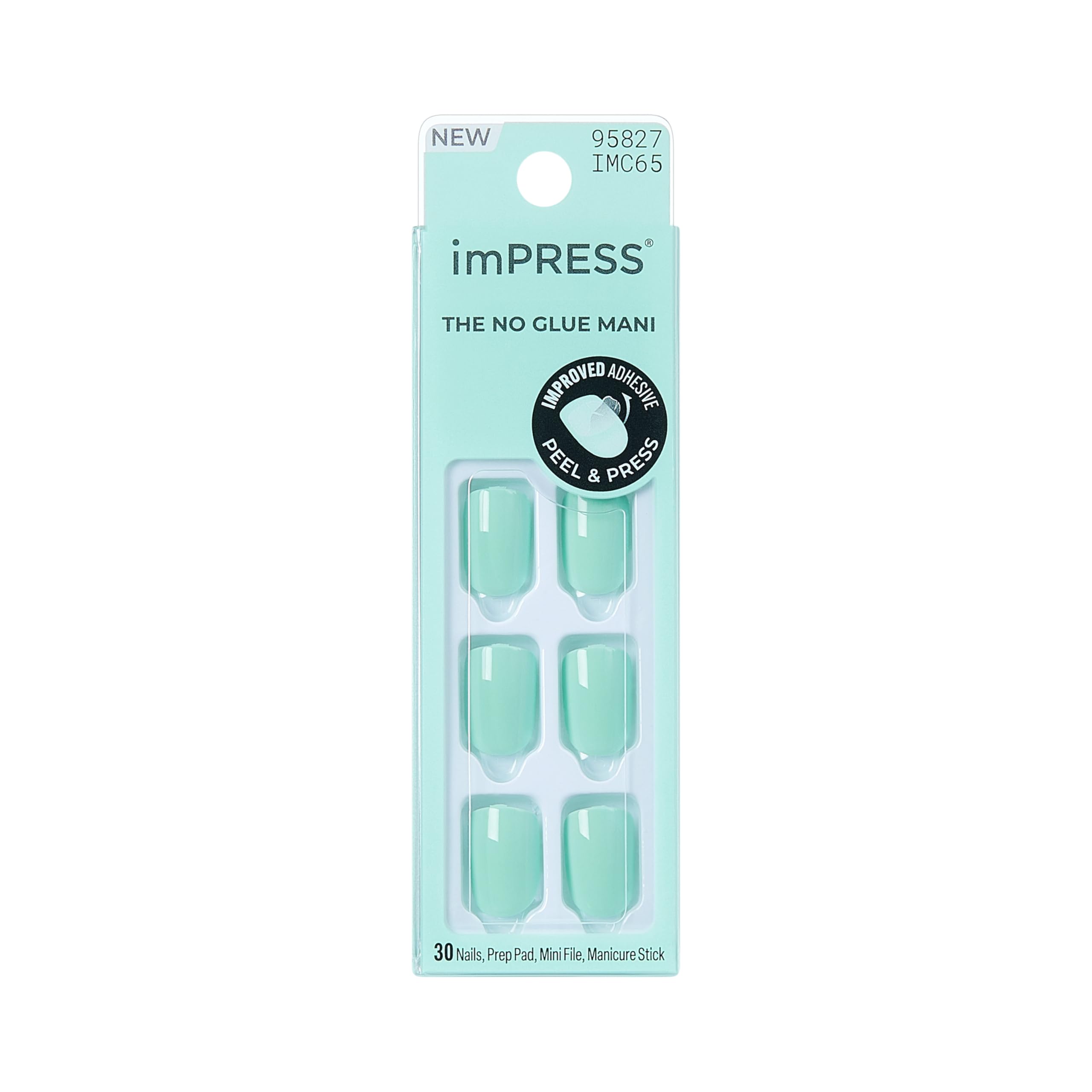 imPRESS front packaging showing green Get Closer nails and included tools, quick setup benefit