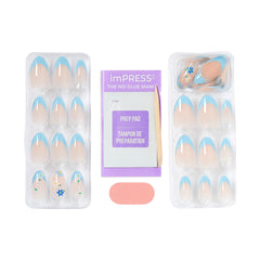 imPRESS hands applying nail, peel-and-press step demonstrated for quick application