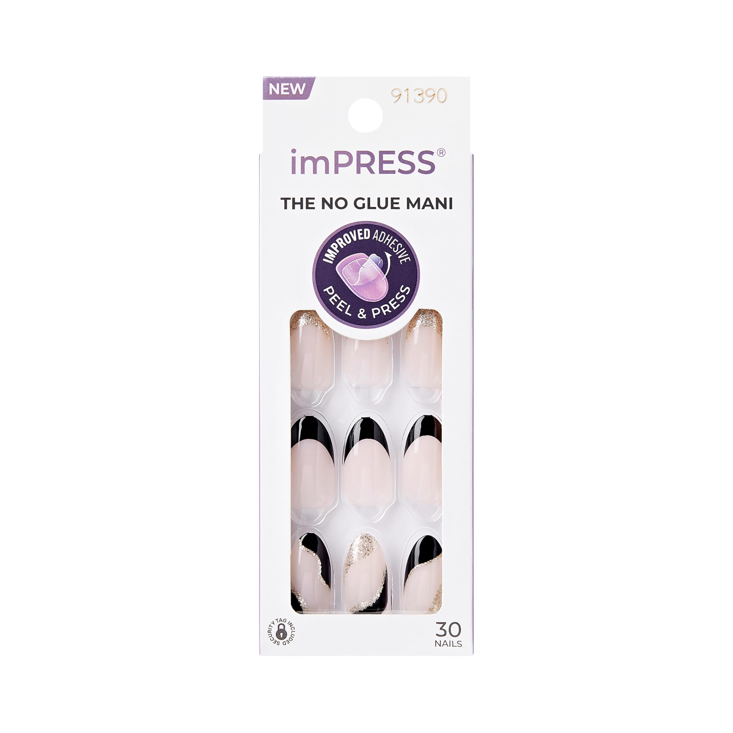 imPRESS front packaging showing illusion black French manicure and included tools for easy application