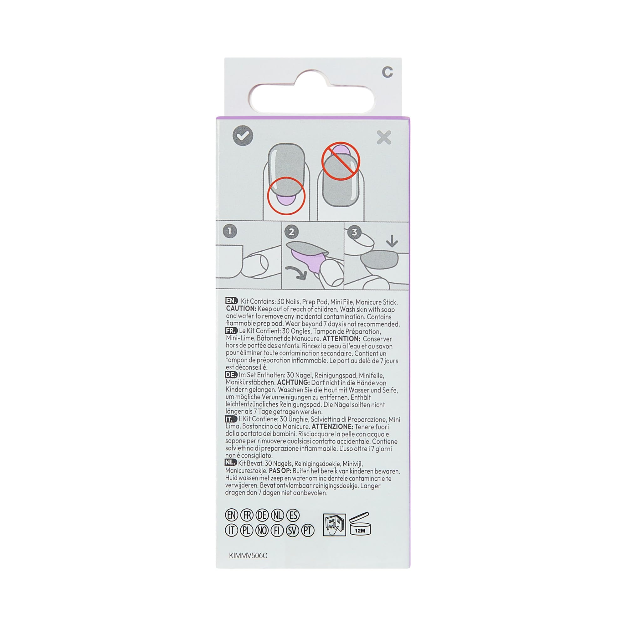 imPRESS instruction sheet and tools arranged for simple at-home application benefit