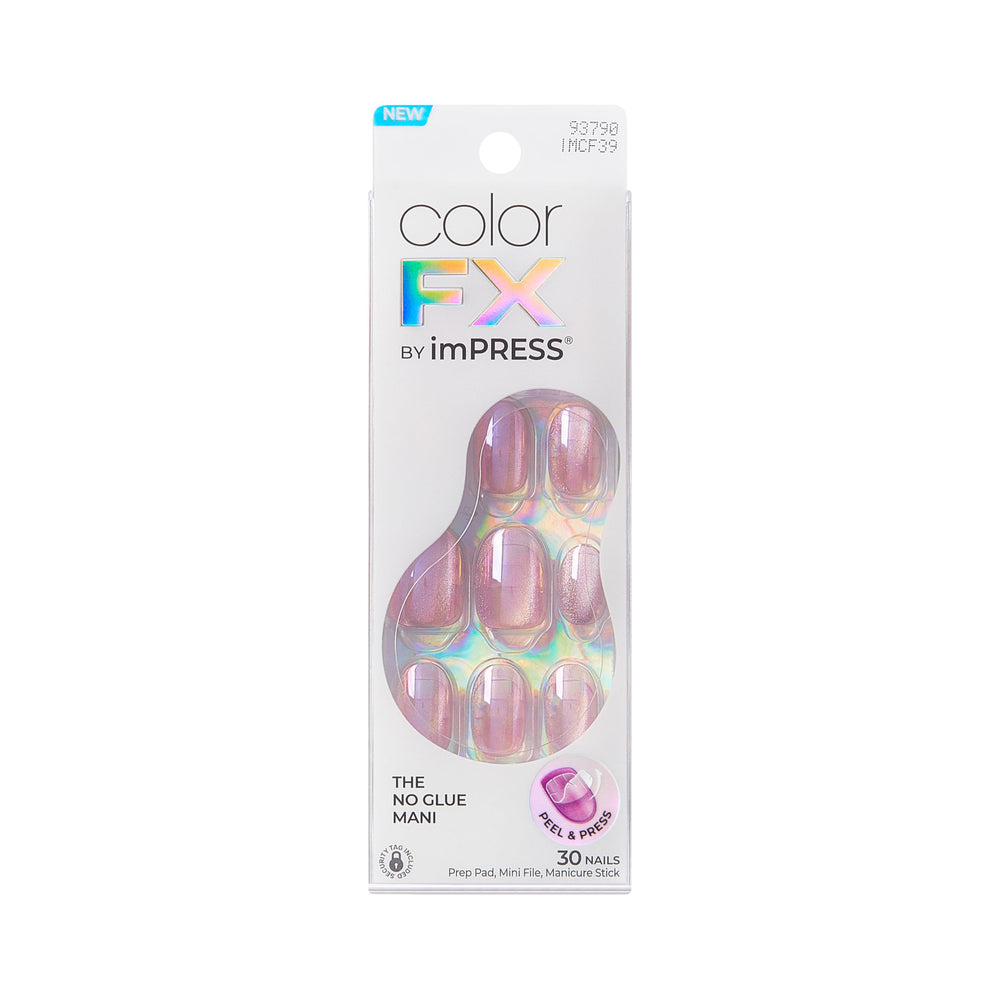 imPRESS front packaging showing 30-piece colorFX kit and pearlescent nails benefit easy application
