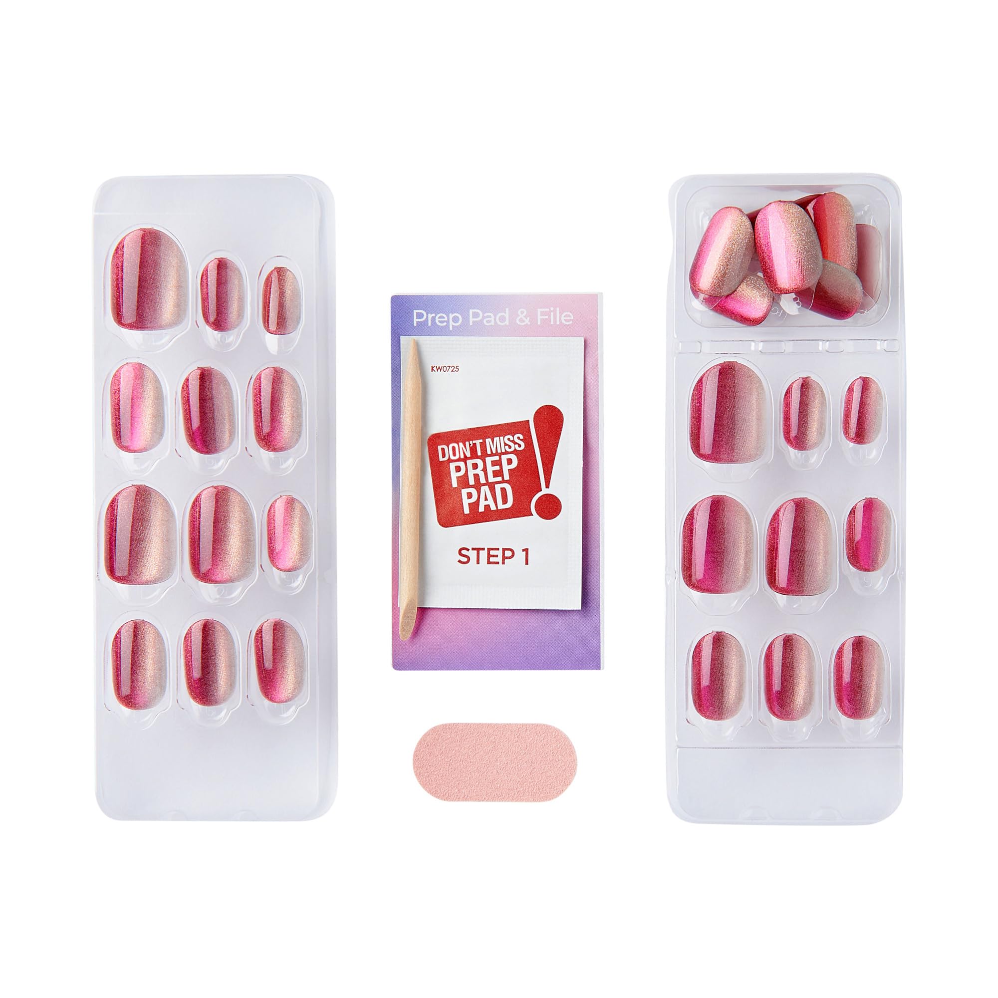 imPRESS kit contents with 30 nails, prep pad, stick and mini file for convenience