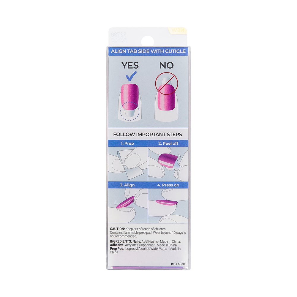 imPRESS nails next to a ruler showing scale and short length for low-maintenance, wearable benefit
