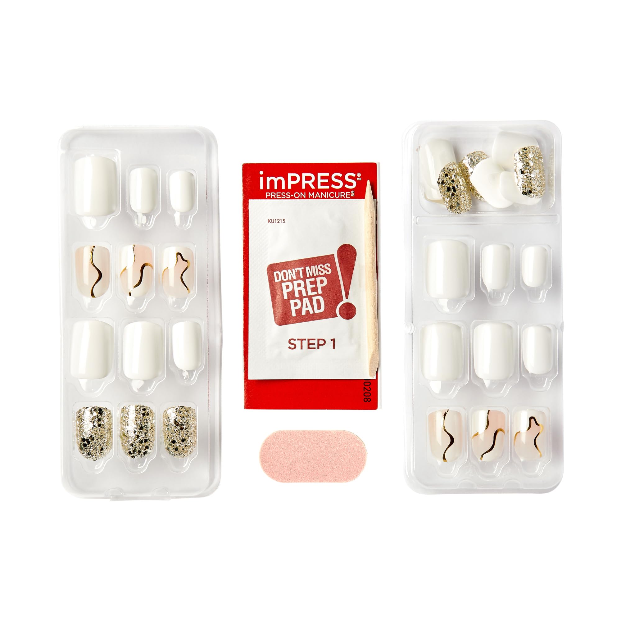 imPRESS kit contents with prep pad, mini file, and manicure stick for convenience