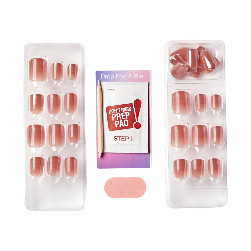 imPRESS nails on a hand next to ruler showing scale and short length for realistic sizing
