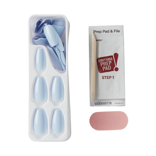 imPRESS close-up of glossy light blue nail surface highlighting salon shine