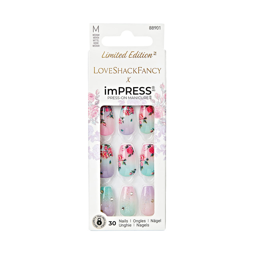 imPRESS front view of Lilac Crush pack showing purple floral nails and benefit of ready-to-wear style