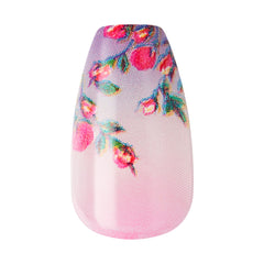 imPRESS nails applied on hand demonstrating Lilac Crush design and quick, salon-like finish benefit