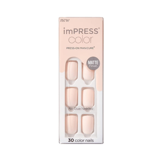 imPRESS front packaging showing Lovely pink short square nails and kit benefits