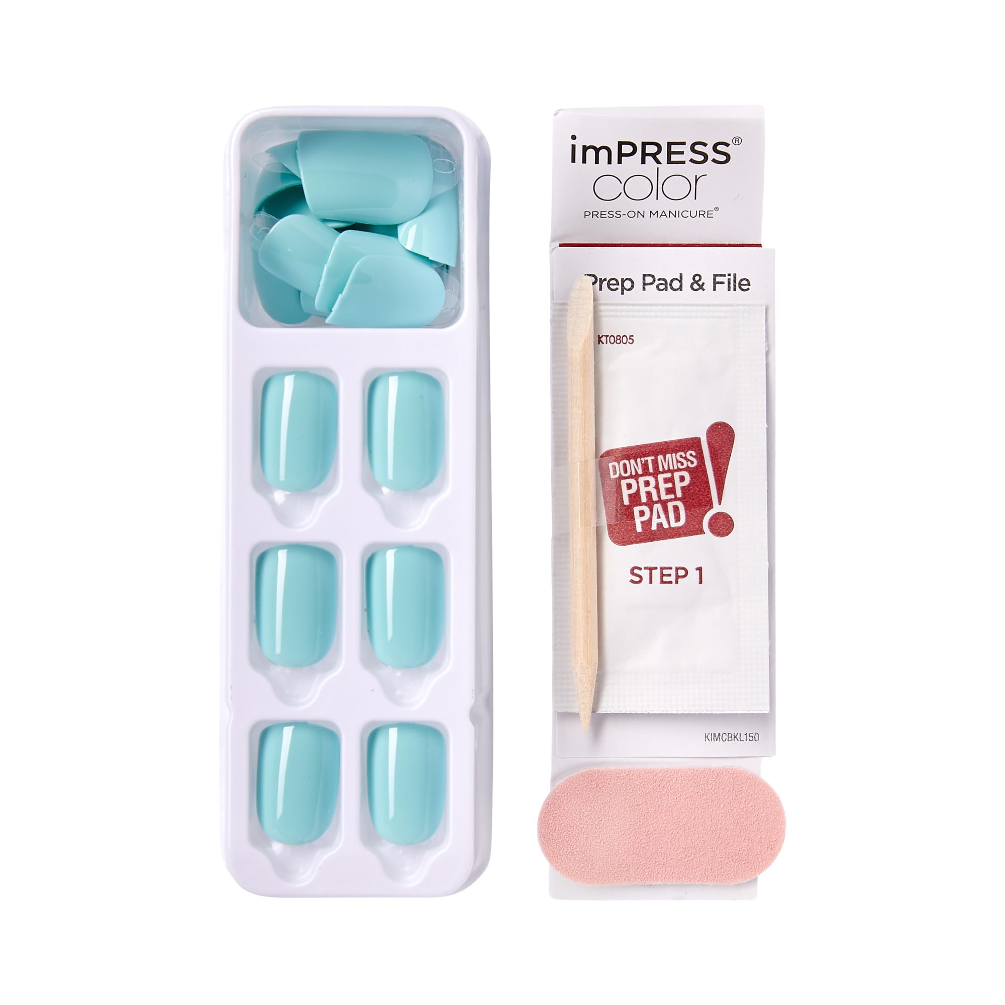 imPRESS mint-to-be prep pad, mini file, stick displayed for easy application benefit