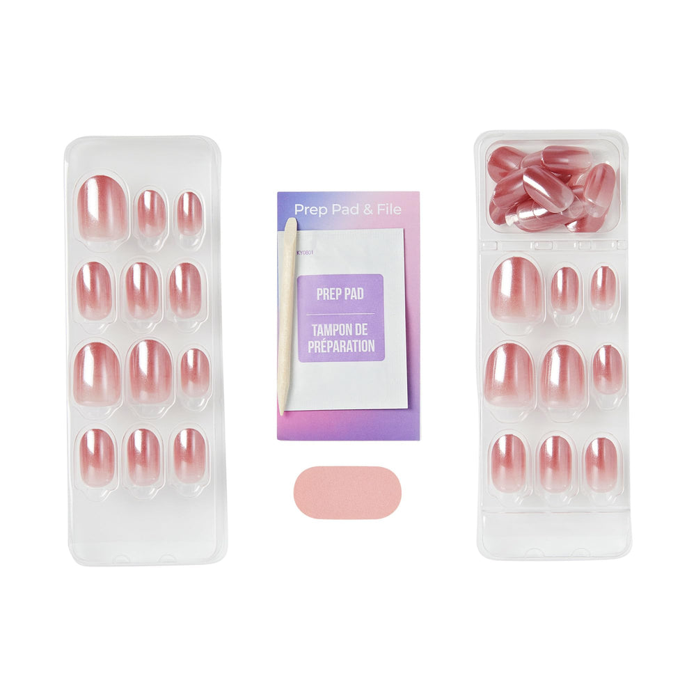 imPRESS short oval nail on fingertip for scale demonstrating natural, comfortable fit