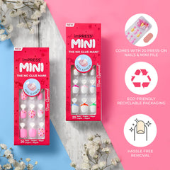 imPRESS single pink press-on applied to a child's finger for quick polish