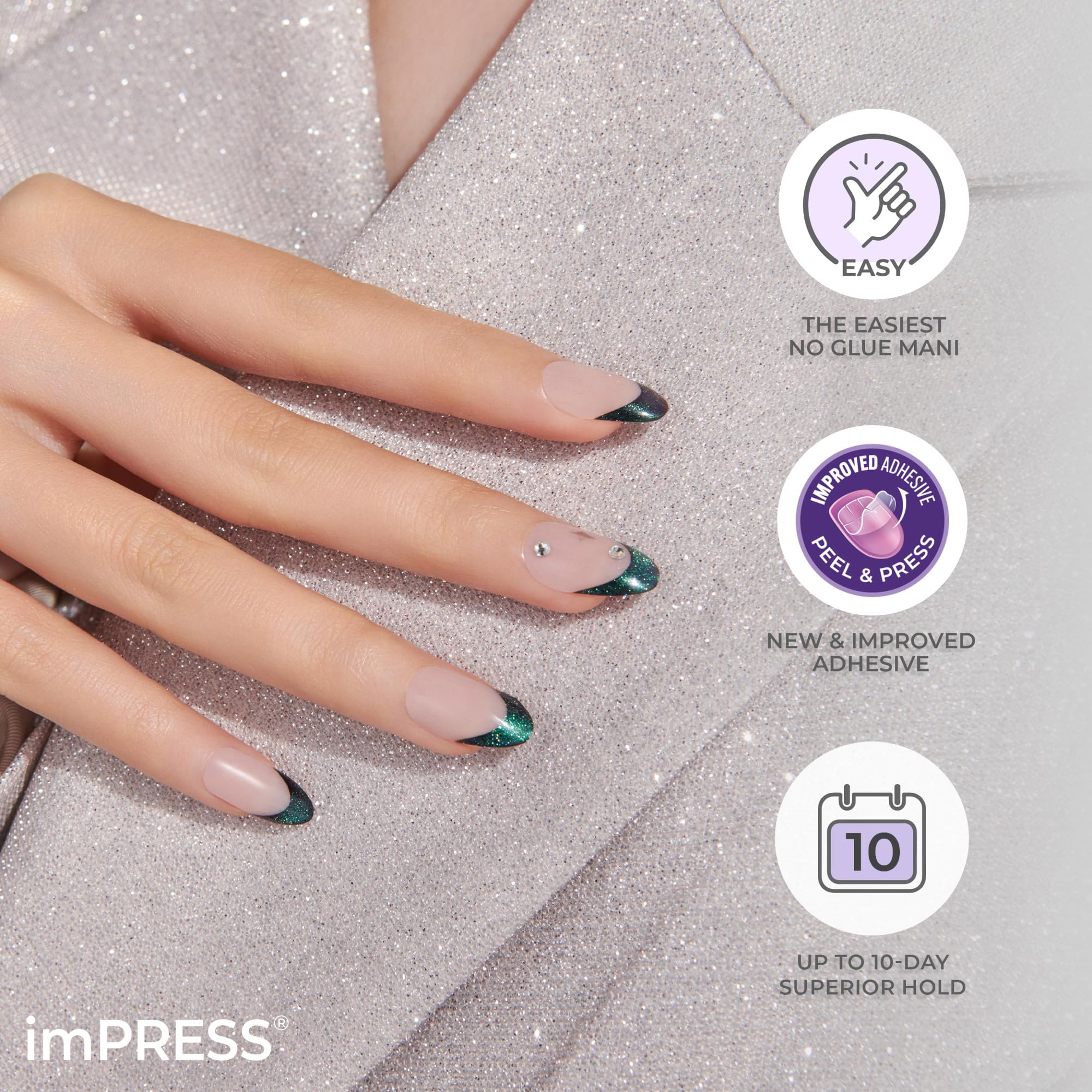 imPRESS side profile of medium coffin nail showing tapered shape and secure fit benefit