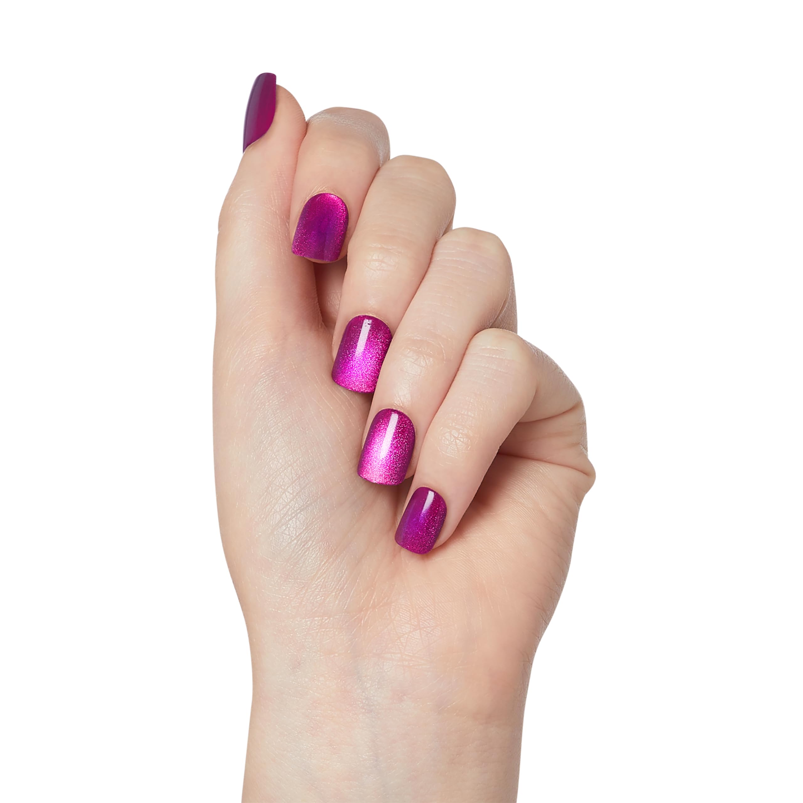 imPRESS nails on model hand to illustrate squoval shape and real-world scale