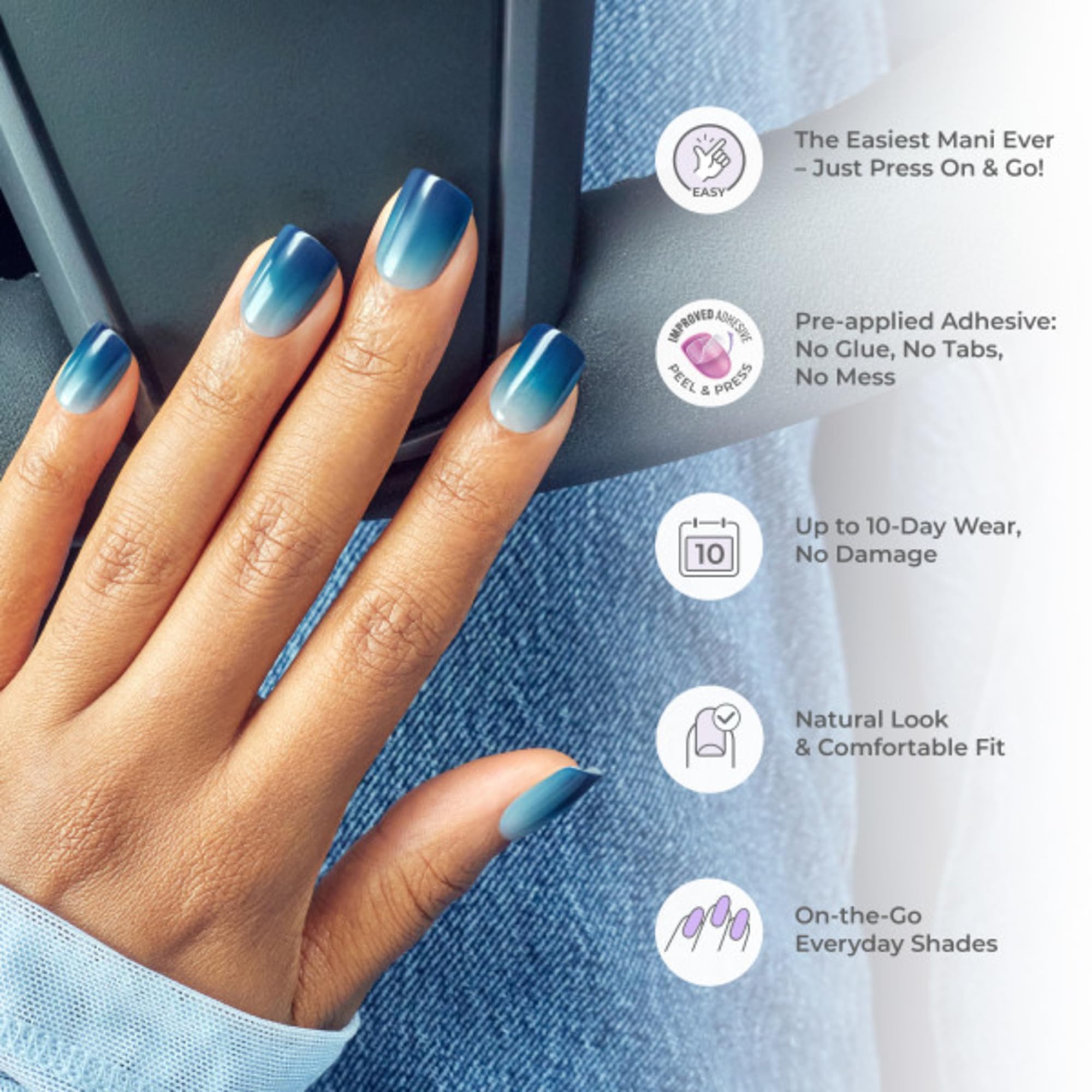 imPRESS lifestyle shot wearing nails with outfit showing polished look