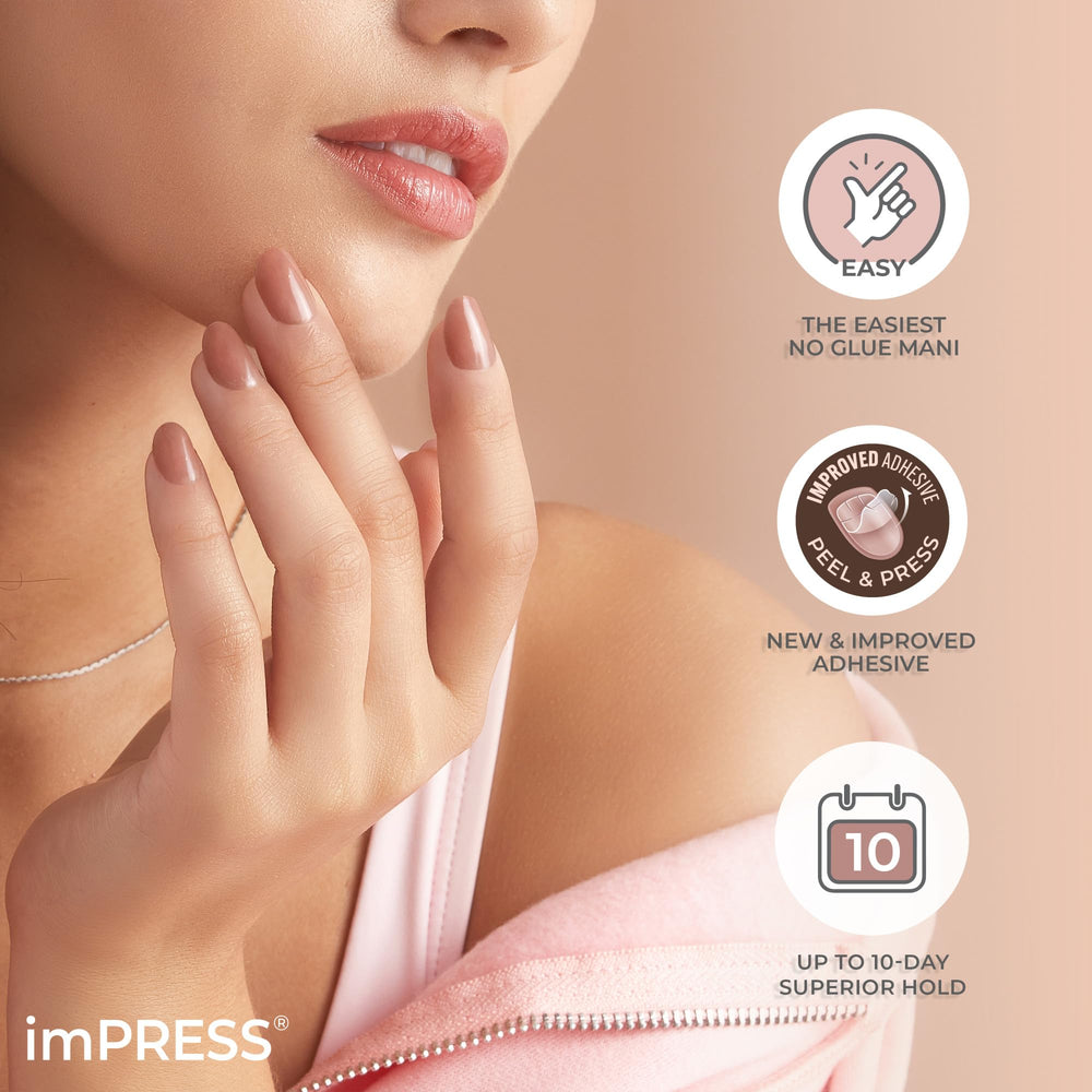 imPRESS close-up of short squoval nail edge highlighting natural look