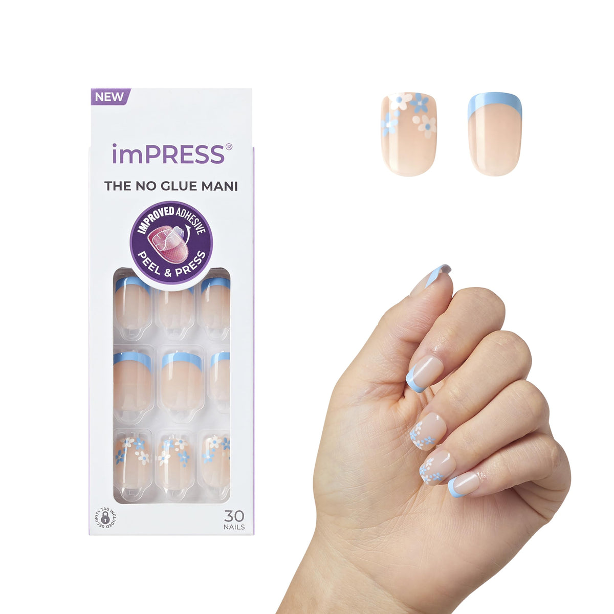 imPRESS front packaging showing Snooze blue French nails for easy selection