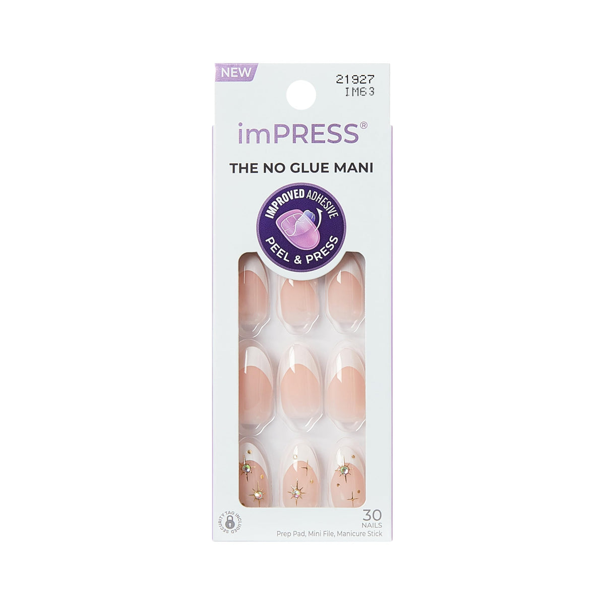 imPRESS front packaging showing Star Player white almond nails and kit benefits