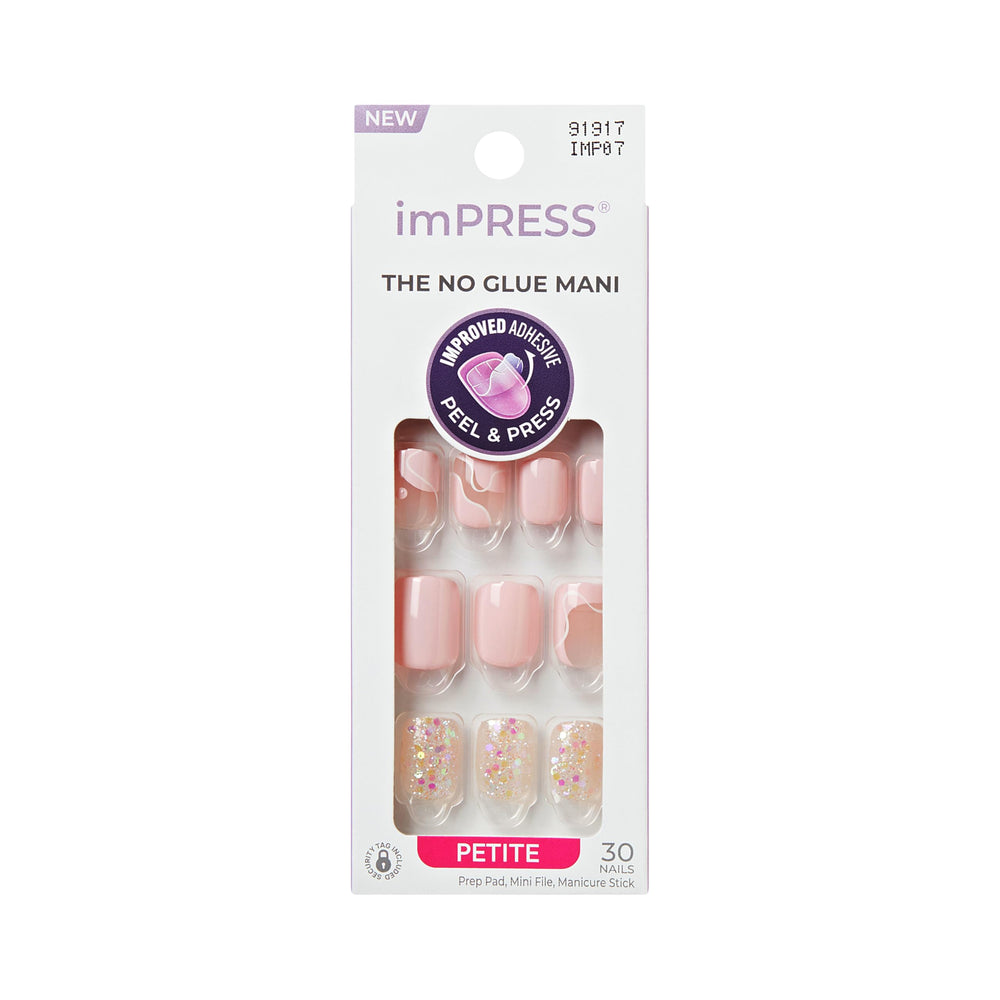 imPRESS front packaging showing pink petite nails and easy application benefit