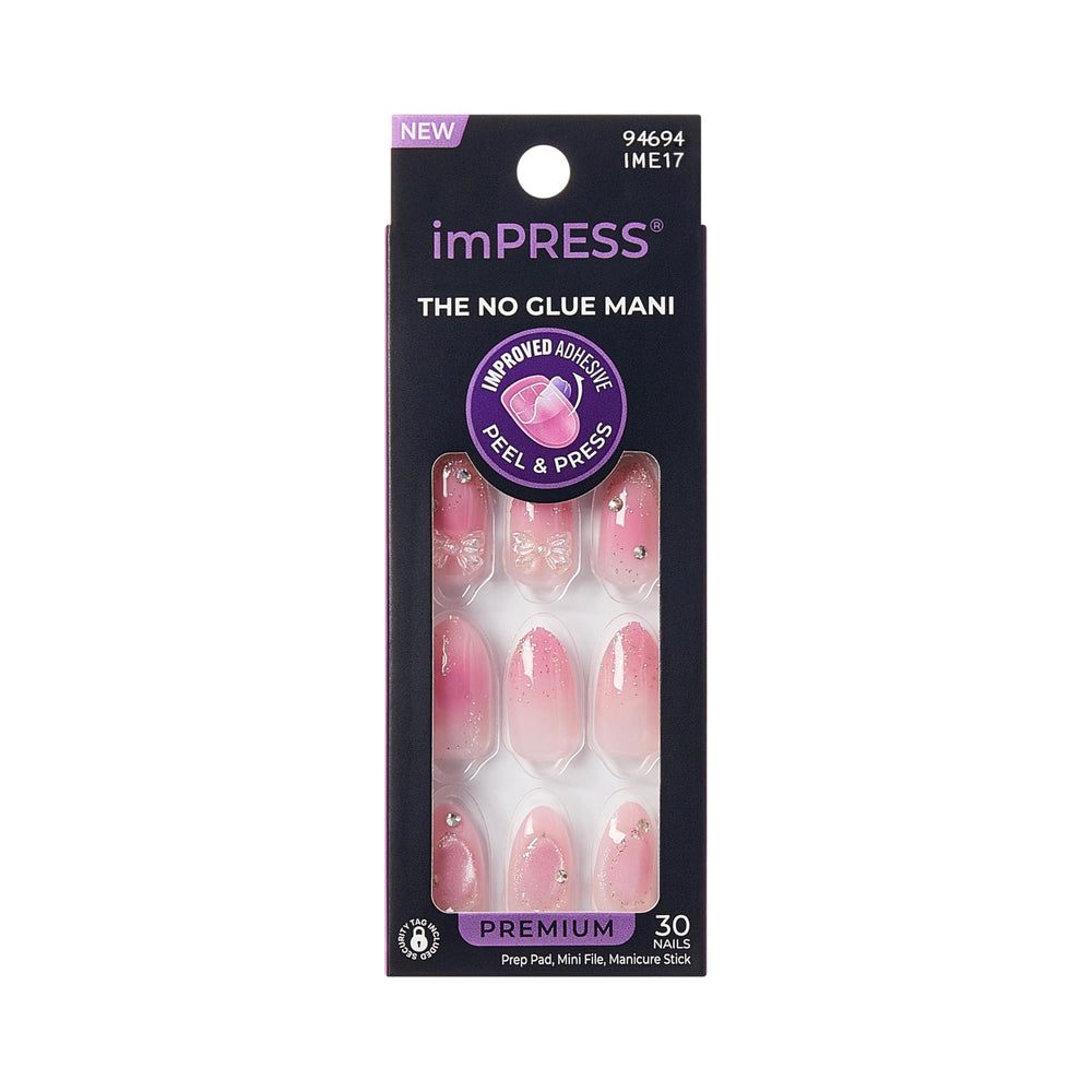 imPRESS front packaging showing Venus pink nails and included kit for convenience