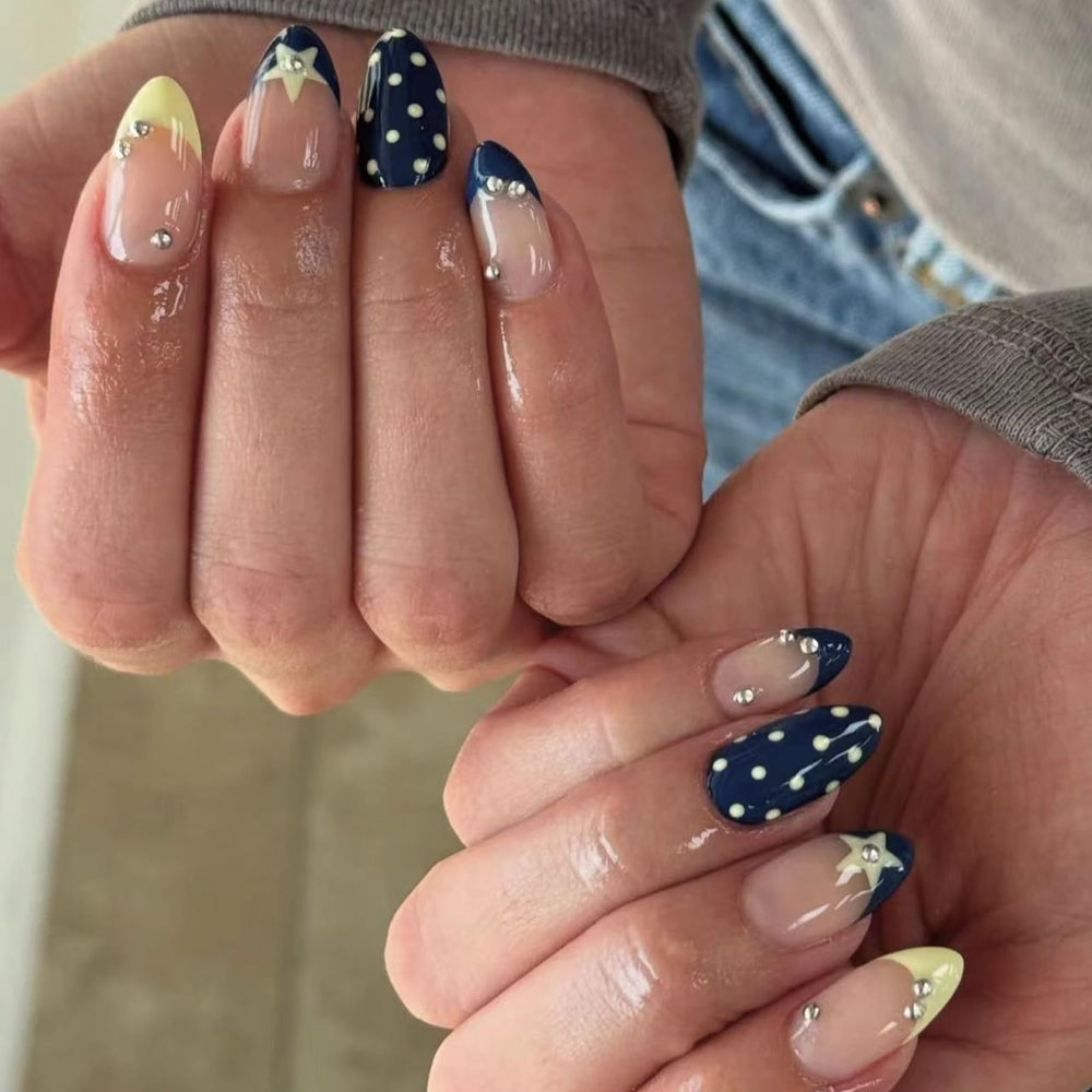 IMRAIN medium almond nails on hand showing size fit and balanced elegance