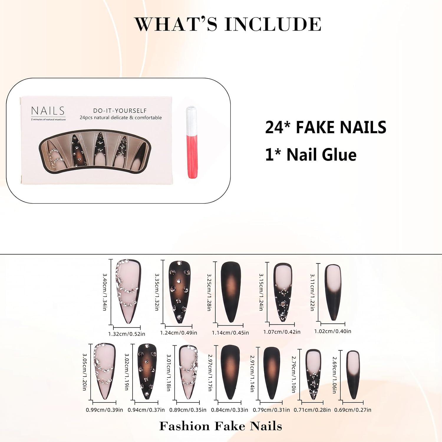 IMRAIN side view of extra long stiletto shape demonstrating dramatic length and profile