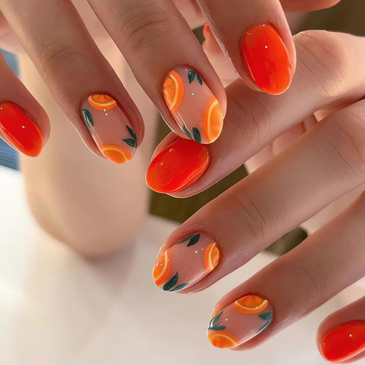 IMSOHOT front packaging showing orange French tips and 24-piece set for easy styling