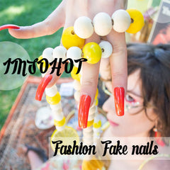 IMSOHOT lifestyle shot at a party, stylish short oval nails for event-ready hands benefit
