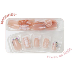 IMSOHOT nails with included glue and clear box for convenient storage