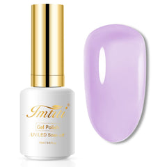 Imtiti bottle front view showing lavender jelly polish for glossy nails