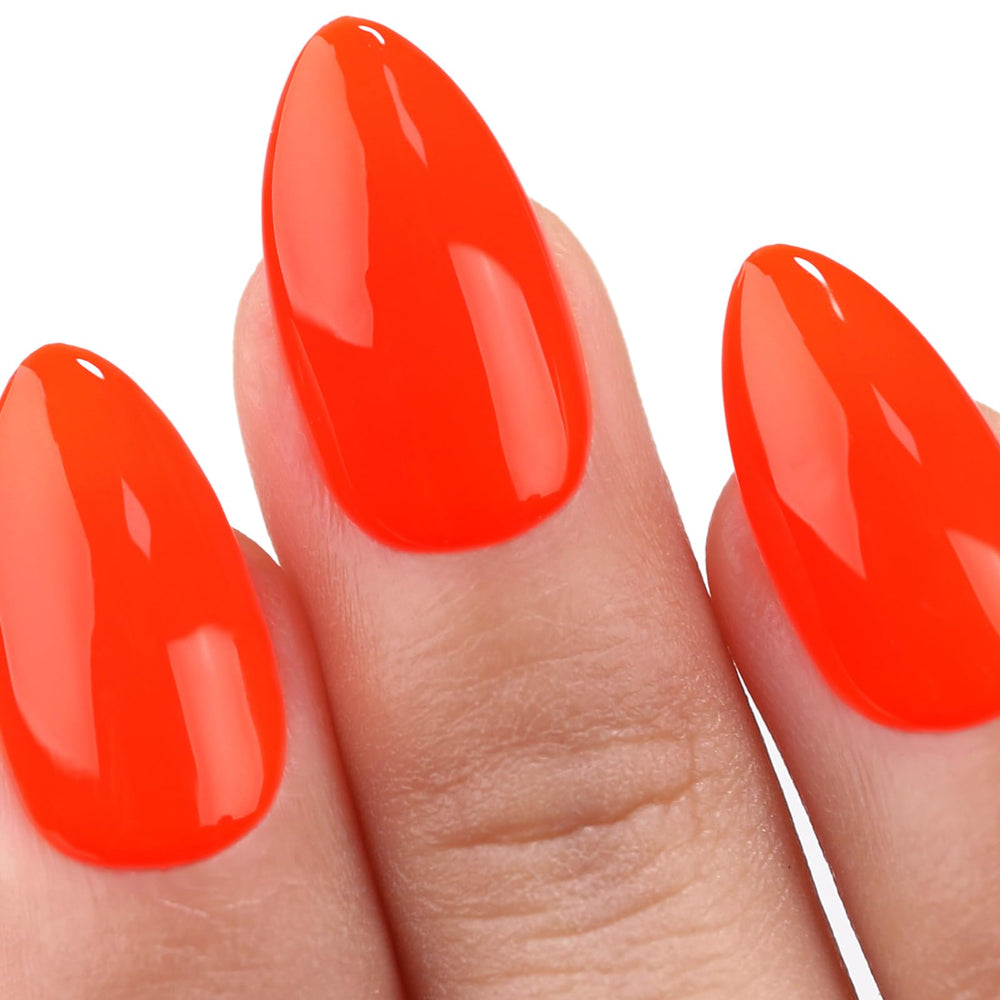 Imtiti front bottle neon orange red shade showing bold color payoff