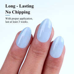 Imtiti on nails during DIY manicure showing durable glossy result
